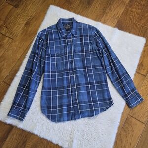 Filson Scout Shirt Men's Small Button Up Long Sleeve Blue Plaid 100% Cotton